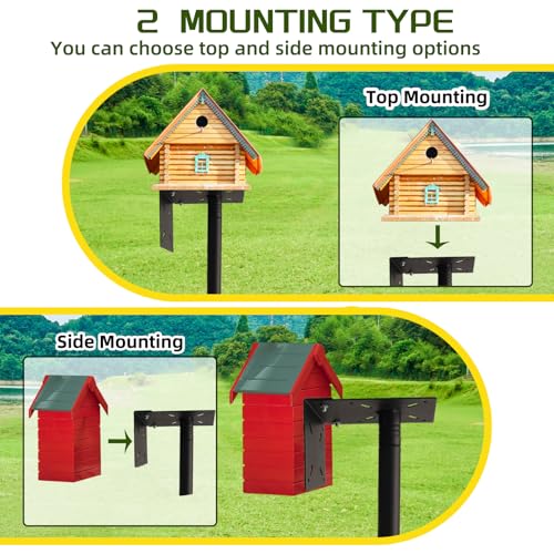 Bird Feeder Pole - 92 Inch Heavy Duty Birdhouse Stand with Squirrel Proof Baffle for Outdoor, Adjustable Bird Feeding Station with Multi Shepherds