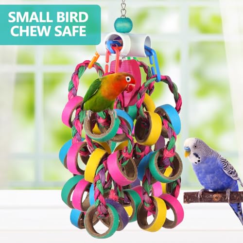 lovyoCoCo Bird Toys Conure Toys,Bird Parrot Foraging Shredder 24 Pcs Colorful Bagel Chewy Rings for Small Parrots Parakeets Conures Cockatiels Love