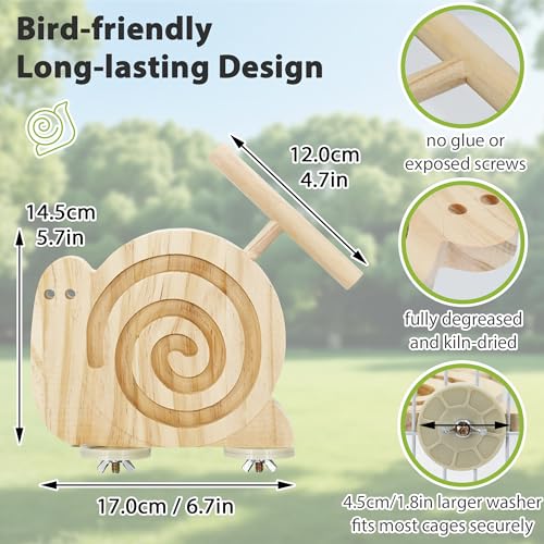 Bird Foraging Toys with Perch, Kiln-Dried Wood Bird Enrichment Toys for Slow Feeder, Parakeet Toy for Cages Reduce Seed Mess, Visible Food Design