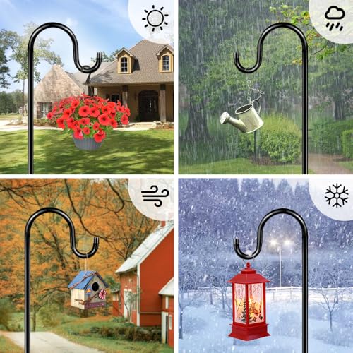 ANIDEER 72" Shepherds Hooks for Outdoor, Heavy Duty Garden Bird Feeder Pole for Hanging Bird Feeder, Plant Baskets, Solar Light Lanterns, Outdoor
