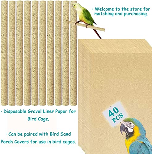 40PCS Gravel Liner Paper for Bird Cage,11x17 In Bird cage Liner Paper-Gravel Paper Special for Bird Cage in Sea Sand,Parrot Cage Sandpapers Cushion