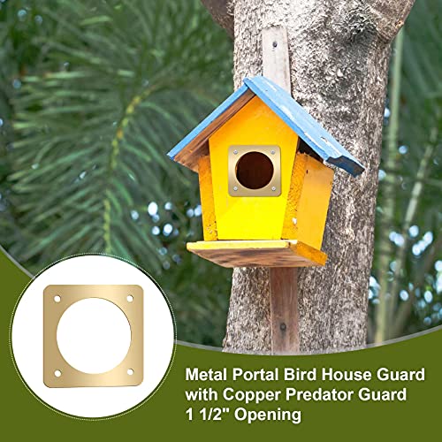 Hotop 18 Pcs 1 1/2'' Opening Metal Bird House Guard Portal Bird House Hole Protector with Copper Open Protector Guards for Eastern Bluebird Rooms