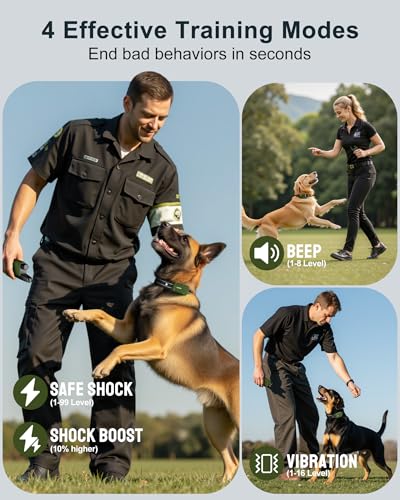 Jugbow Dog Shock Collar - 4500FT Dog Training Collar with Remote, IPX8 Waterproof Electric Dog Collar with 4 Training Modes, Security Lock