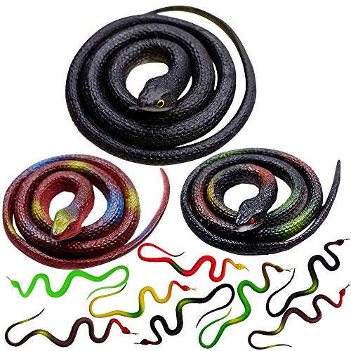 Shyflpopo 11 Pcs Realistic Rubber Snakes Decoration for Garden Props to Scare Birds, Squirrels, Mice, Prank Toys, Theater Props, and Party Favors for