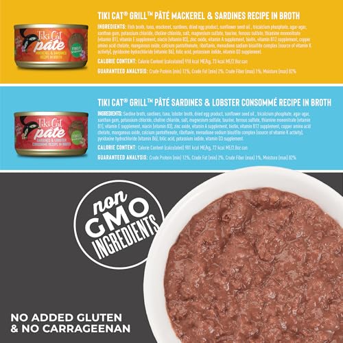 Tiki Cat Grill Pâté Wet Cat Food, Variety Pack, 2.8 oz. Cans (12 Count)