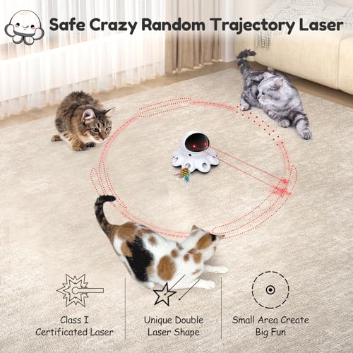 ORSDA Cat Laser Toy, 2-in-1 Interactive Automatic Motion Activated Moving 8 Holes Whack A Mole Feather, USB Rechargeable Electronic Smart Sensor