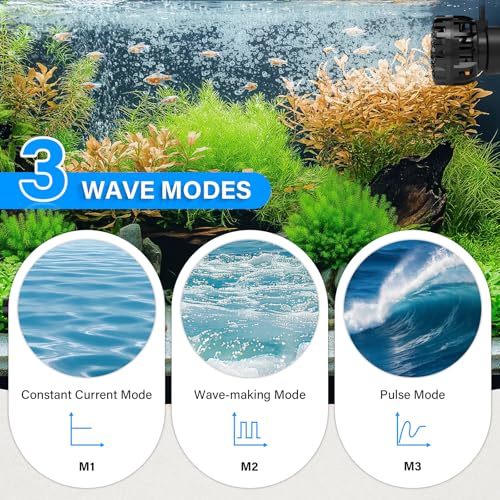 hygger Aquarium Wave Maker for 5-10 Gallon Fish Tanks, Adjustable DC Power Heads for Aquarium with Controller, Aquarium Circulation Pump With