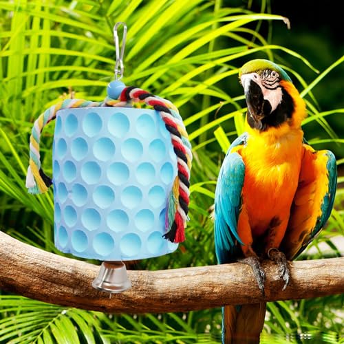 Extra Large Bird Chewing Toy, Parrot Beak Grinding Calcium Stone with Bells, Bird Cage Accessories, Cage Toys for Cockatiel Parakeet Parrot Budgies