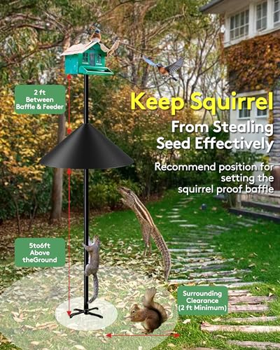 19 Inch Metal Squirrel Baffle for Bird Feeder Pole, Outdoor Squirrel Proof Bird Feeders, Bird House Guard for Shepherd’s Hook, Rust Chew Proof Heavy