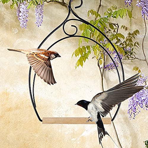 winemana Set of 3 Hummingbird Swings, Rust Resistant Metal Frame, Wooden Dowel, Attach to Bird Feeders, Perfect for Hanging Indoor Office Outdoor