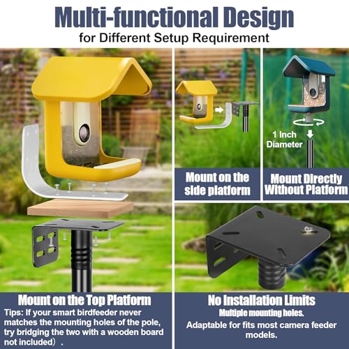Gtongoko Smart Bird Feeder Pole 1-Inch Dia 79 Inch Bluebird House Pole for Outdoors Weather Station Heavy Duty Metal Mounting Kit Adjustable Bird