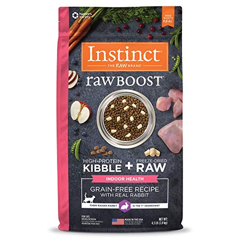 Instinct Raw Boost Indoor Health, Natural Dry Cat Food with Freeze Dried Pieces, Grain Free Recipe - Real Rabbit, 4.5 lb. Bag
