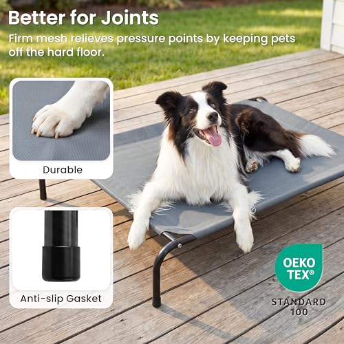 Love's cabin Elevated Cooling Dog Bed for Large Dogs, Portable Indoor & Outdoor Raised Pet Dog Cat Cot, Durable Summer Frame with Breathable Mesh