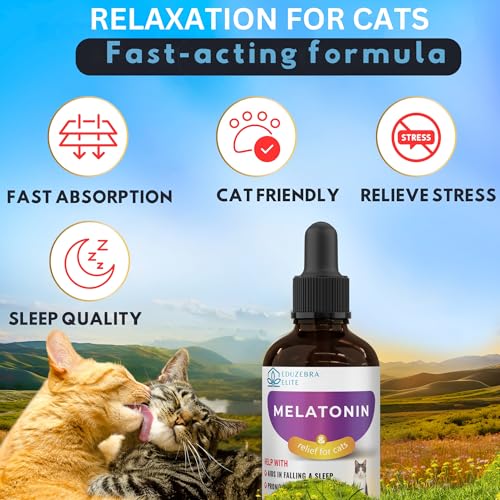 EDUZEBRA Cat Melatonin, Melatonin for Cats, Cat Sedative for Grooming, Cat Sleep Aid, Cat Calming Treats, Anxiety Relief for Cats, Support Restful