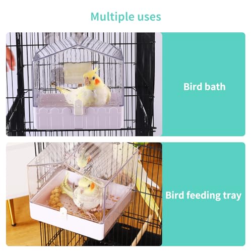 Colorday Bird Bath for Cage, Parrot Bath for Small to Medium Birds, Cockatiels, Parakeets, Budgie, Quaker, Conure, Lovebirds, Finches(6.7X6.7X7.74