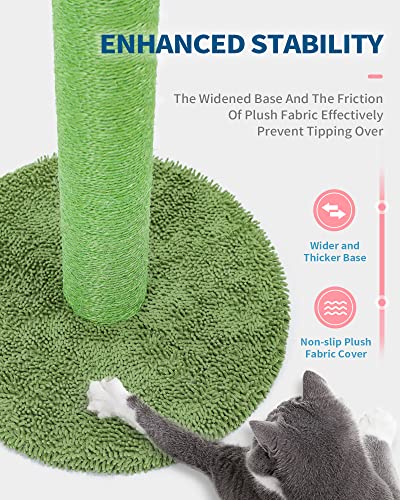 Made4Pets Cat Scratching Post, 25.6" Cactus Cat Scratcher Kitten Scratch Post with Sisal Rope for Indoor Cats Claw Scratcher, Vertical Green Cat Tree