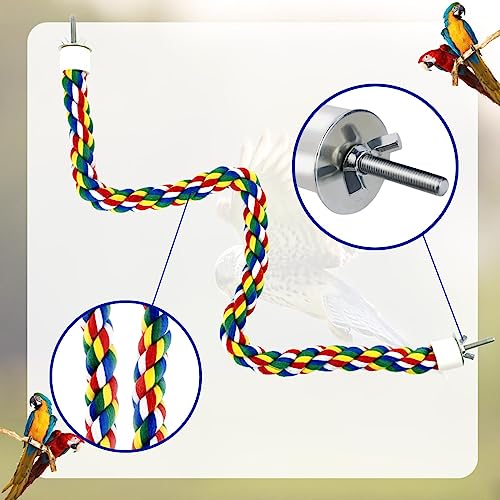 Bird Bungee Climbing Swing - Colorful Parakeet Rope Perch (23.6 Inches)