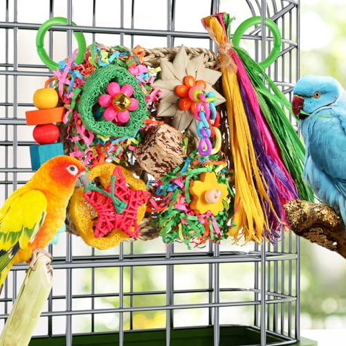 Bird Toys, Parakeet Toys Bird Foraging Toys Grass Mat Climbing Wall for Parakeet,Parrot,Cockatiel,Conure,Lovebird,Budgie Cage Small to Medium Birds