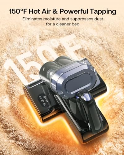 Mattress Vacuum Cleaner with 275nm UV-C Light & 149℉ Heat, 16Kpa Powerful Suction Bed Vacuum for Pet Hair & Dander, Smart Dust Sensor, Anion