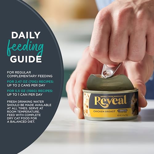 Reveal Natural Wet Canned Cat Food, Limited and Natural Ingredients, Grain Free, High Protein with No Artificial Additives, Fish and Chicken Variety