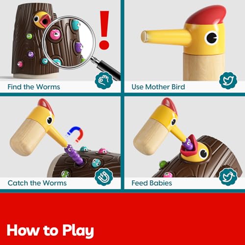 TOP BRIGHT Montessori Toys for 2 Year Old - Magnetic Bird Feeding Games for 2 Year Olds, Learning Toys for Toddlers 2-4 Years, Fine Motor Skills Toy