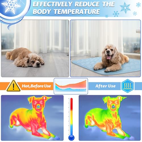 Dog Cooling Mat for Large Dogs, 40"x28" Breathable Self Cooling Crate Mat for Dogs & Cats, Portable Washable Pet Cooling Pad for Kennel, Sofa, Bed