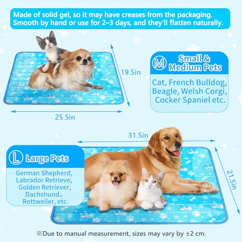 Dog Cooling Mat, Pet Cooling Mat with Non-Toxic Solid Gel, Self-Cooling Pad for Dogs, Waterproof, Durable Cooling Bed for Indoor, Outdoor, Summer