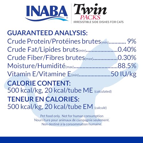 INABA Twin Packs for Cats, Side Dish/Topper Pouch, 1.4 Ounces per Serving, 16 Servings, Tuna & Chicken Recipe in Tuna Broth