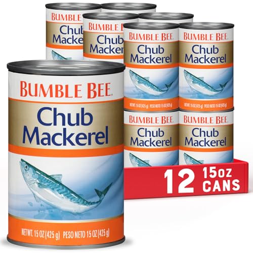 Bumble Bee Chub Mackerel, 15 oz Can (Pack of 12) - Canned Mackerel Fish, High Protein Keto Food, Gluten Free
