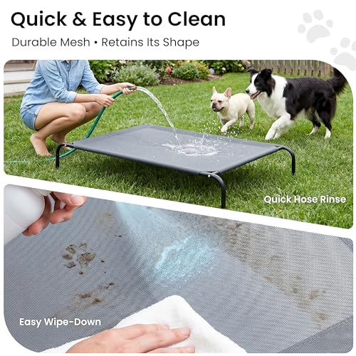 Love's cabin Elevated Cooling Dog Bed for Large Dogs, Portable Indoor & Outdoor Raised Pet Dog Cat Cot, Durable Summer Frame with Breathable Mesh