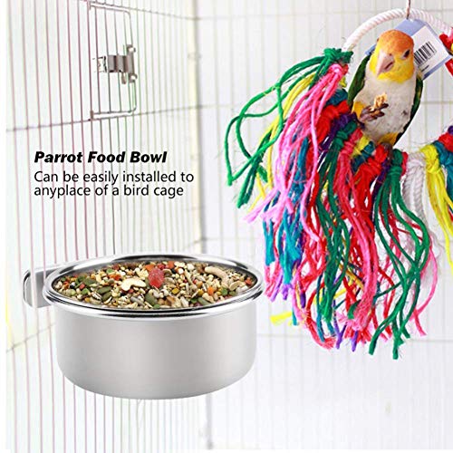 PINVNBY Parrot Feeding Cups Birds Food Dish Stainless Steel Parrot Feeders Water Cage Bowls with Clamp Holder for Cockatiel Conure Budgies Parakeet