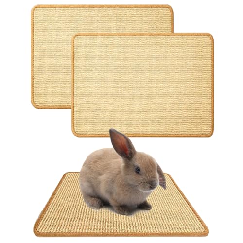 Oncpcare 2PCS Rabbit Scratch Mat Natural Bunny Scratching Pad Claws and Teeth Care Rabbit Mats for Cages Chew Toys for Bunny Pet Cage Bedding for