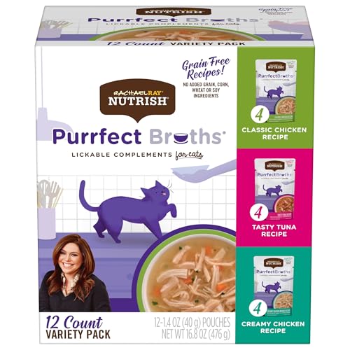 Rachael Ray Nutrish Purrfect Broths Wet Cat Food, Variety Pack, 1.4 Ounce Pouch (Pack of 24), Grain Free