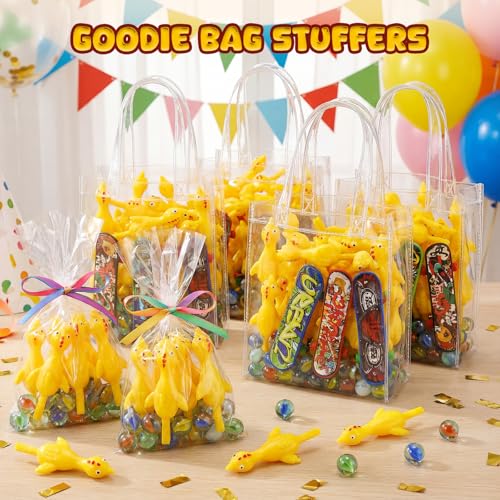 POPLAY 42PCS Flying Chicken Slingshot, Party Favors Treasure Box Toys for Kids, Flicking Rubber Chickens Finger Toys for Birthday Party Activity