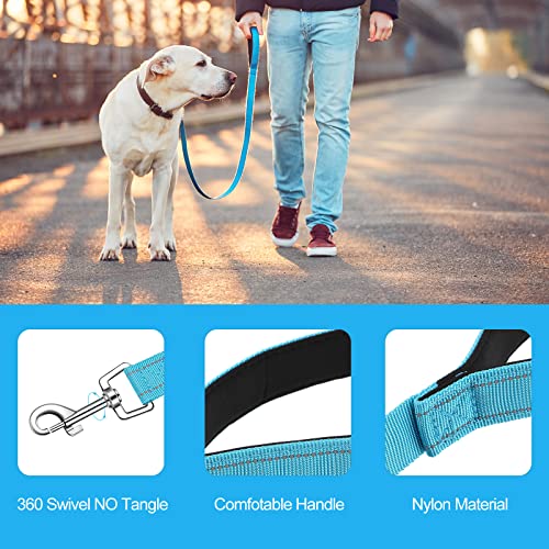 6 Pieces Dog Leash Bulk for Medium and Large Dog, Heavy Duty Nylon Pack Dogs Leashes Padded Handle Double Sided Reflective Puppy Collar for Walking