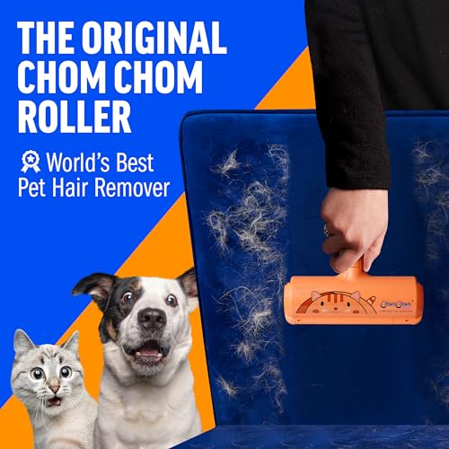ChomChom Roller Pet Hair Remover – Original Size Reusable Lint Roller for Cat & Dog Hair on Furniture, Couch, Carpet, Car, Rugs & Bedding – Portable, Eco-Friendly (Cat)