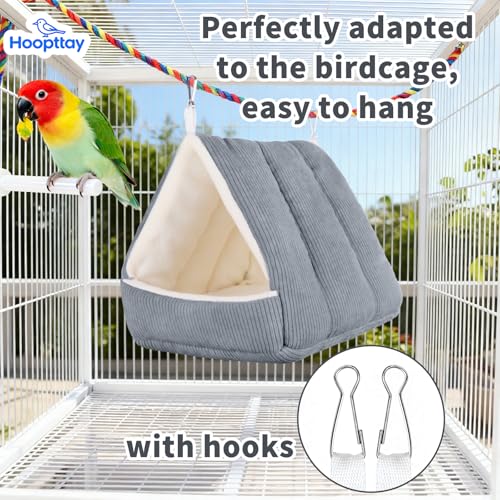 Medium Winter Warm Bird House and Bird Bed for Cage with Soft Plush Hanging Hammock & Hut Tent, Hideaway Sleeping Nest for Budgies, Parakeets