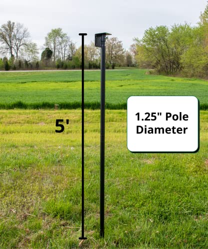 JCS Wildlife Universal Mounting Pole Kit for Bird Houses & Feeders, Heavy-Duty Steel Pole with Threaded Connections, Top or Side Mount, 55" Tall