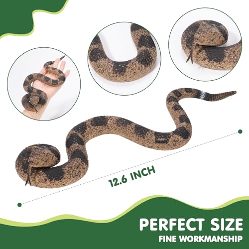 2Pcs Realistic Fake Snakes for Garden, Keep Birds & Squirrels Away, Lifelike Snake Toy, Rattlesnake Prank Prop for Halloween, Outdoor Yard Decorations