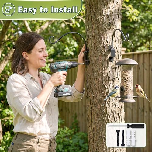 AJART Bird Feeder Hangers Outdoor: 16-Inch Swivel Hanging Plant Bracket for Wall Mount - Swivel Plant Hook for Flower Basket