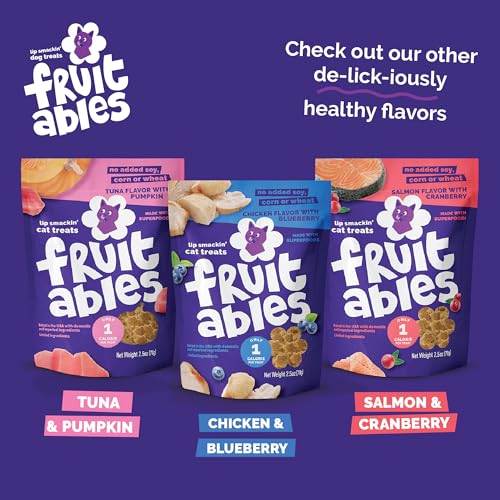 Fruitables Cat Treats - Crunchy Treats for Cats - Healthy Low Calories Packed with Protein - Free of Wheat, Corn and Soy - Made with Real Salmon