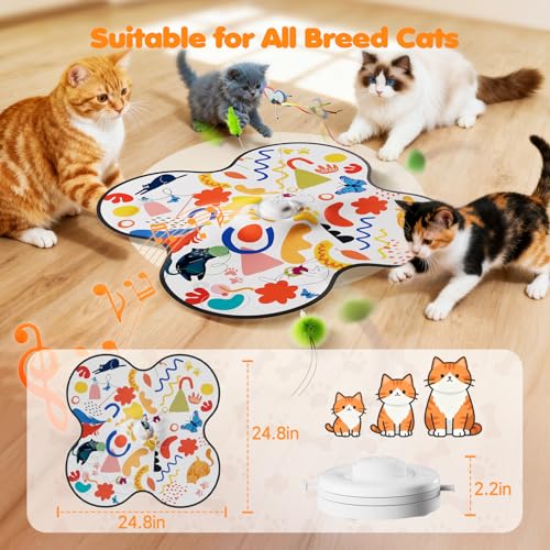 Interactive Cat Toys for Indoor Cats–Rechargeable Automatic Hide and Seek Kittens Toy with Moving Wand Feathers,Fluttering Butterfly,Real Mouse