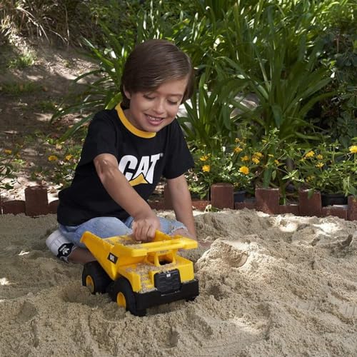 CAT Construction Toys, Construction Fleet 10" Dump Truck Toy - Heavy‑Duty Plastic, Working Tilting Bed & Free‑Rolling Wheels, Indoor/Outdoor Sandbox