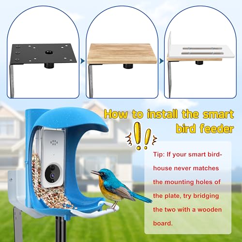 Ottsuls Bird Feeder Pole, 109 Inch Heavy Duty Bird House Pole Kit for Outdoors, with 5-Prong Base Feeding Station for Wild Birds Watching, Adjustable