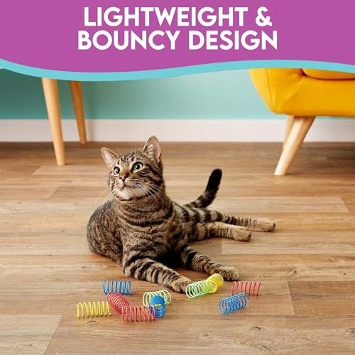 SPOT Colorful Springs Cat Toys – 3" Bouncy Coils for Indoor Cats & Kittens to Swat, Chase & Bite, Safe Lightweight Plastic, Interactive Enrichment