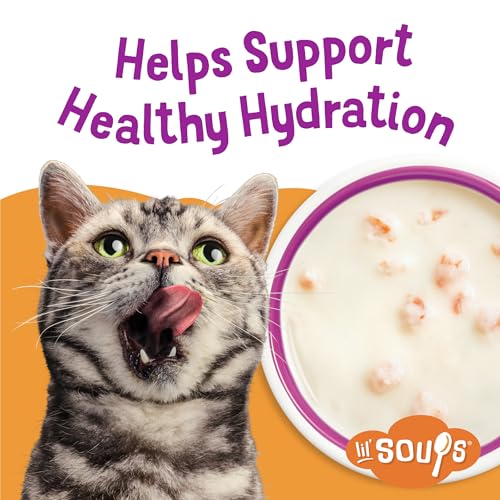 Purina Friskies Grain Free Lickable Cat Food Toppers Lil’ Soups With Shrimp in a Velvety Chicken Broth - (Pack of 8) 1.2 oz. Cups