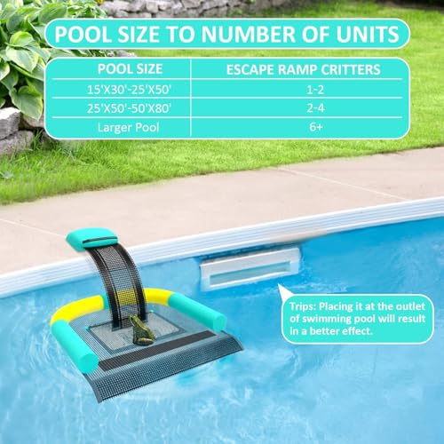 Poolvio Animal Saving Escape Ramp for Pool, Save Critters in Swimming Pool Device Handy, Pool Accessories in Floating Ramp Rescues Saving Frogs