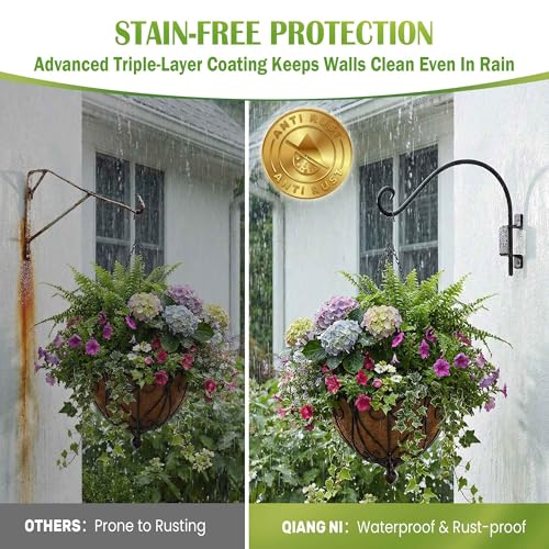 AJART Bird Feeder Hangers Outdoor: 16-Inch Swivel Hanging Plant Bracket for Wall Mount - Swivel Plant Hook for Flower Basket