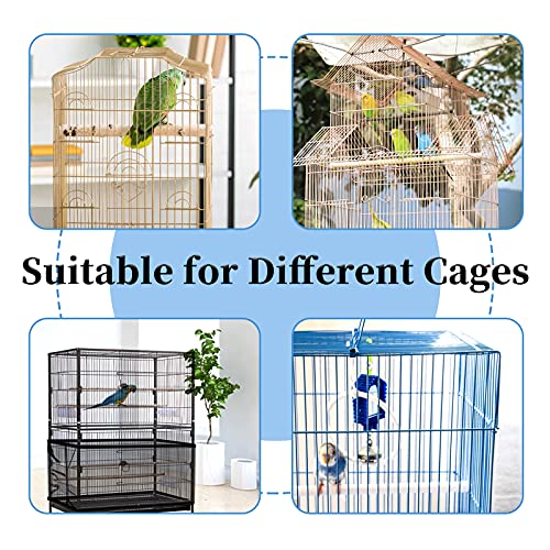 Daoeny Large Bird Cage Cover, Bird Cage Seed Catcher, Adjustable Soft Airy Nylon Mesh Net, Birdcage Cover Skirt Seed Guard for Parrot Parakeet Macaw