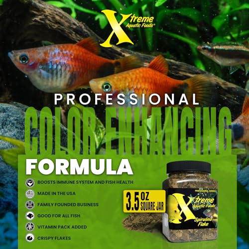 Xtreme Spirulina Flakes - Balanced Herbivorous Diet for Tropical and Marine Fish, Enhanced Health, Vibrant Colors - USA Farm Grown - Ideal for